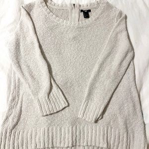 H&M white knit cuffed arm sweater